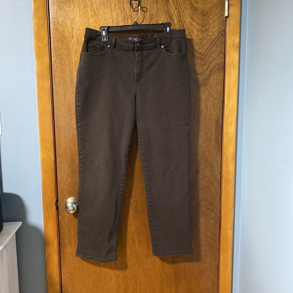 Gloria Vanderbilt Amanda Jeans Womens 16 Short Brown High Rise Straight Leg